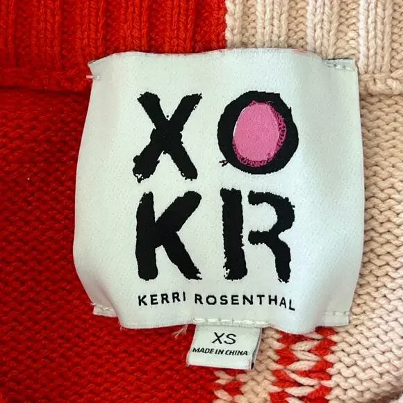 Kerri Rosenthal XOKR Sweater Red Pink Radiant Heart V-Neck Valentine's Size XS - Picture 9 of 11